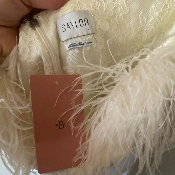 NWT Saylor X BHLDN Ivory Feather Janae Strapless Jumpsuit